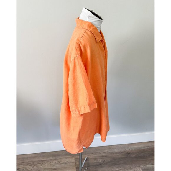 Pronto Uomo 100% Orange Linen Top - Picture 5 of 8